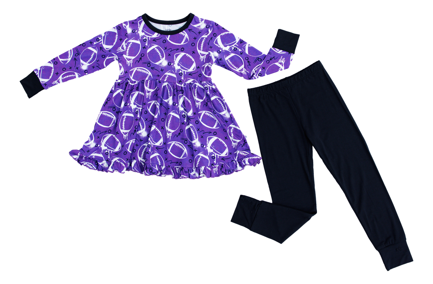 Graffiti Football Peplum Set : PURPLE AND WHITE