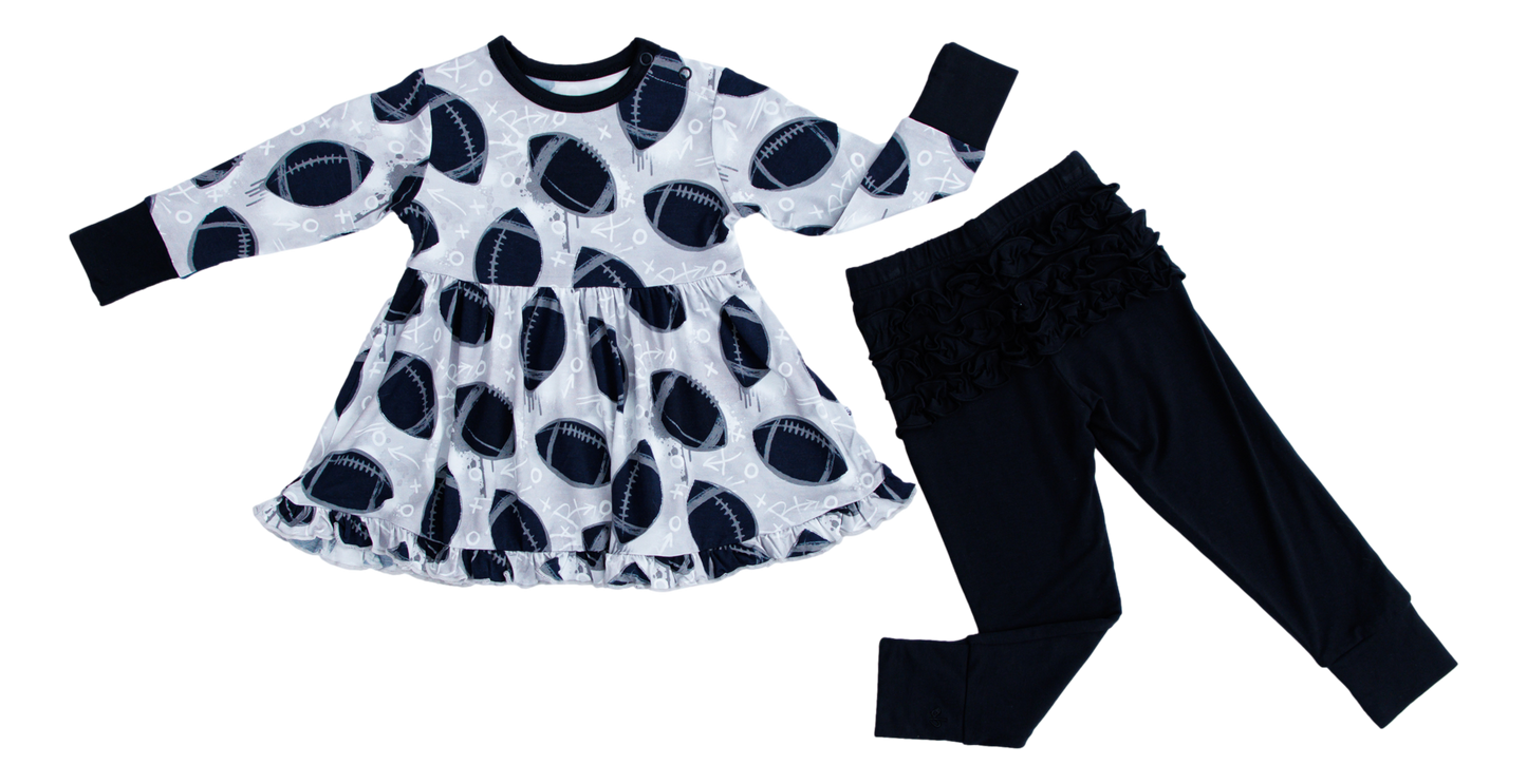 Graffiti Football Peplum Set : SILVER AND BLACK