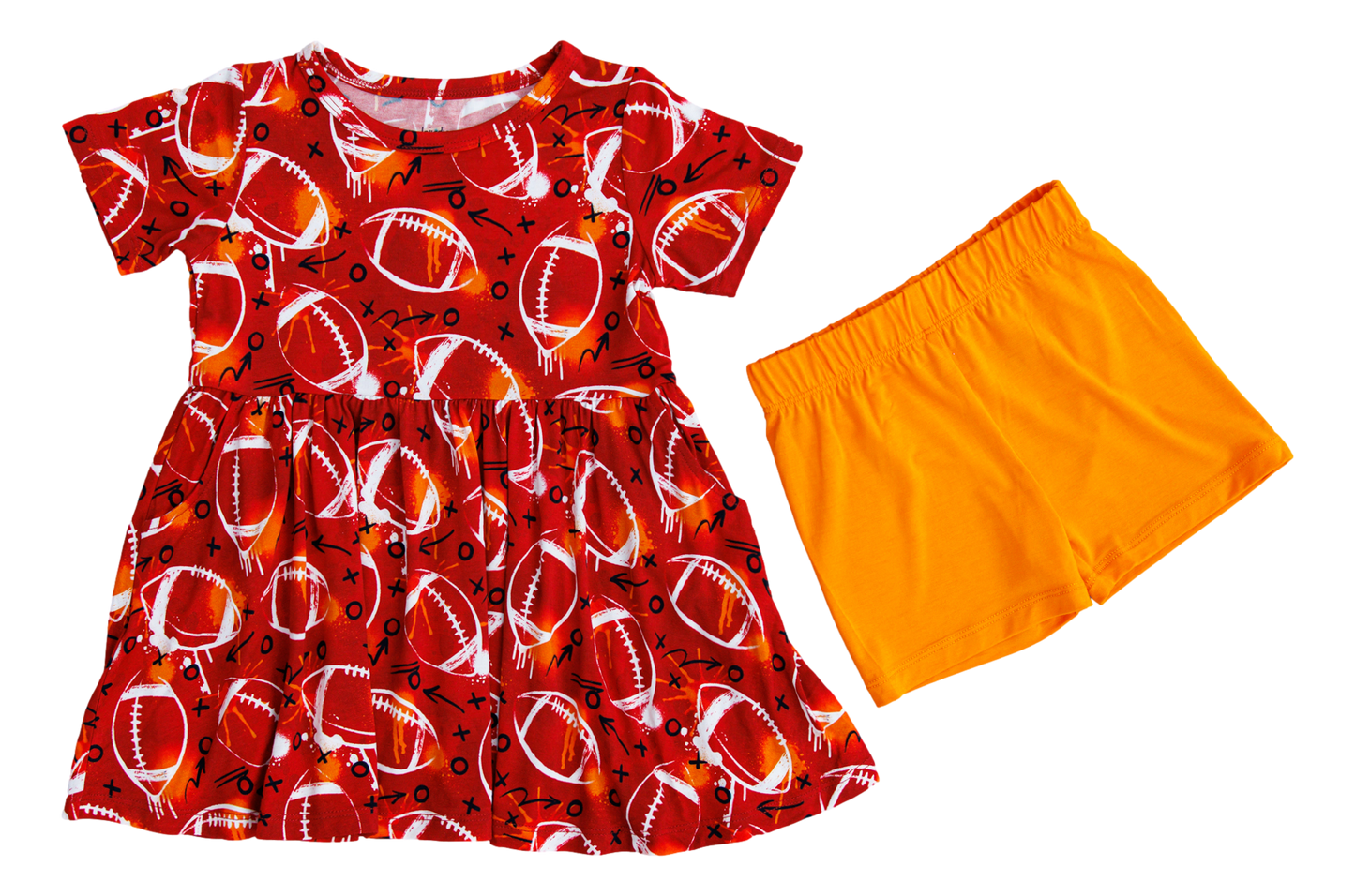 Graffiti Football Peplum Set : RED AND ORANGE
