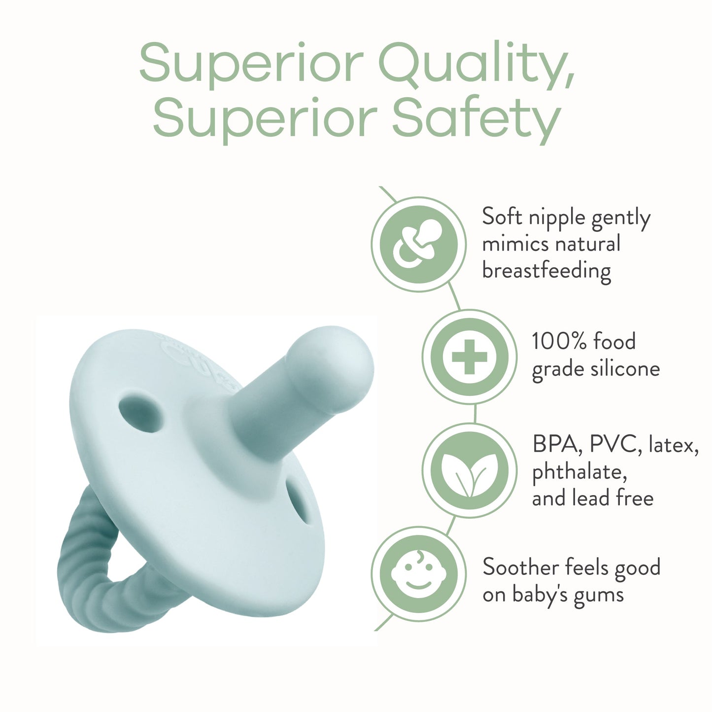 Pacifiers in Earth Green, 4 Pack