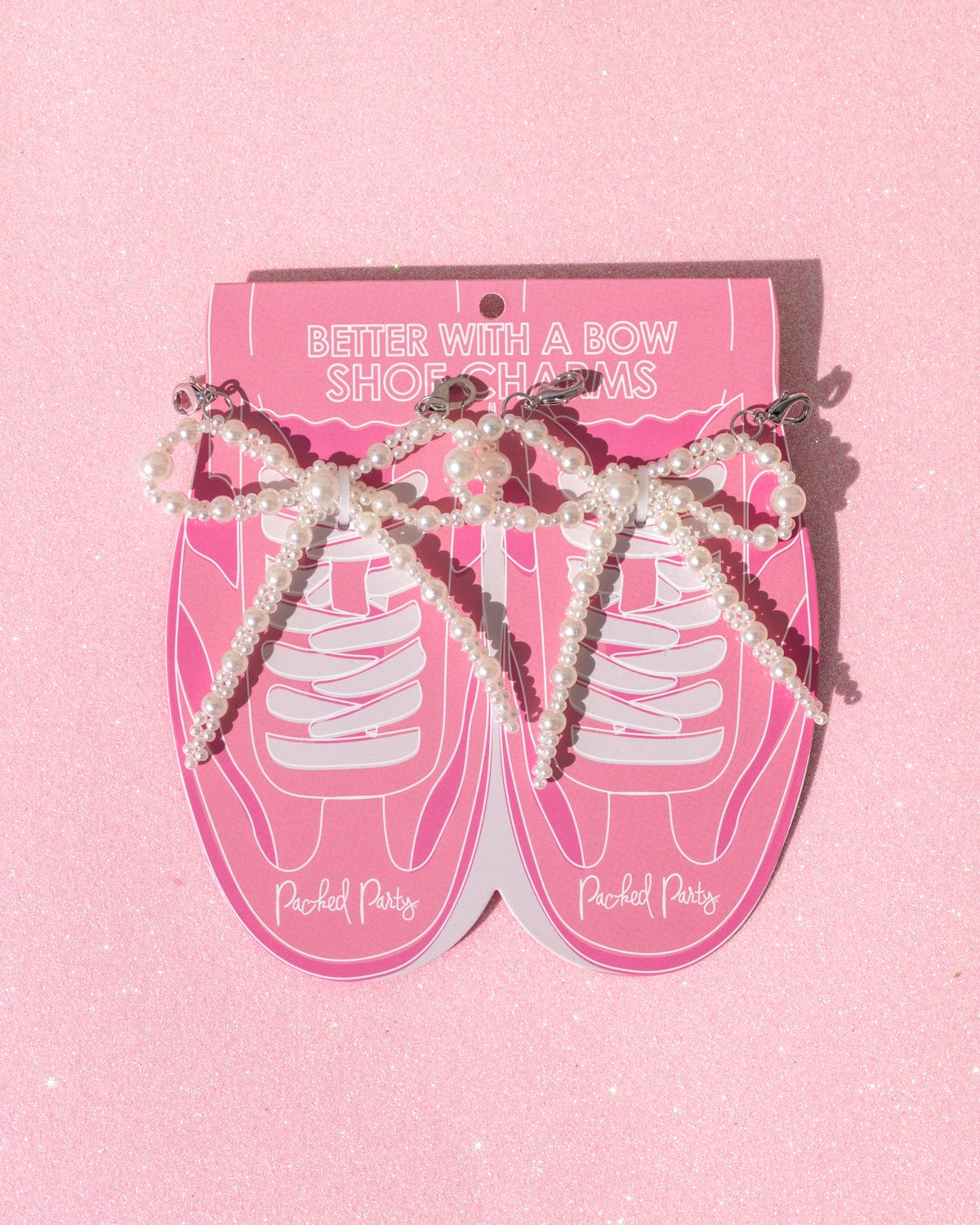 Shoe Charm Set - White Pearl Bows
