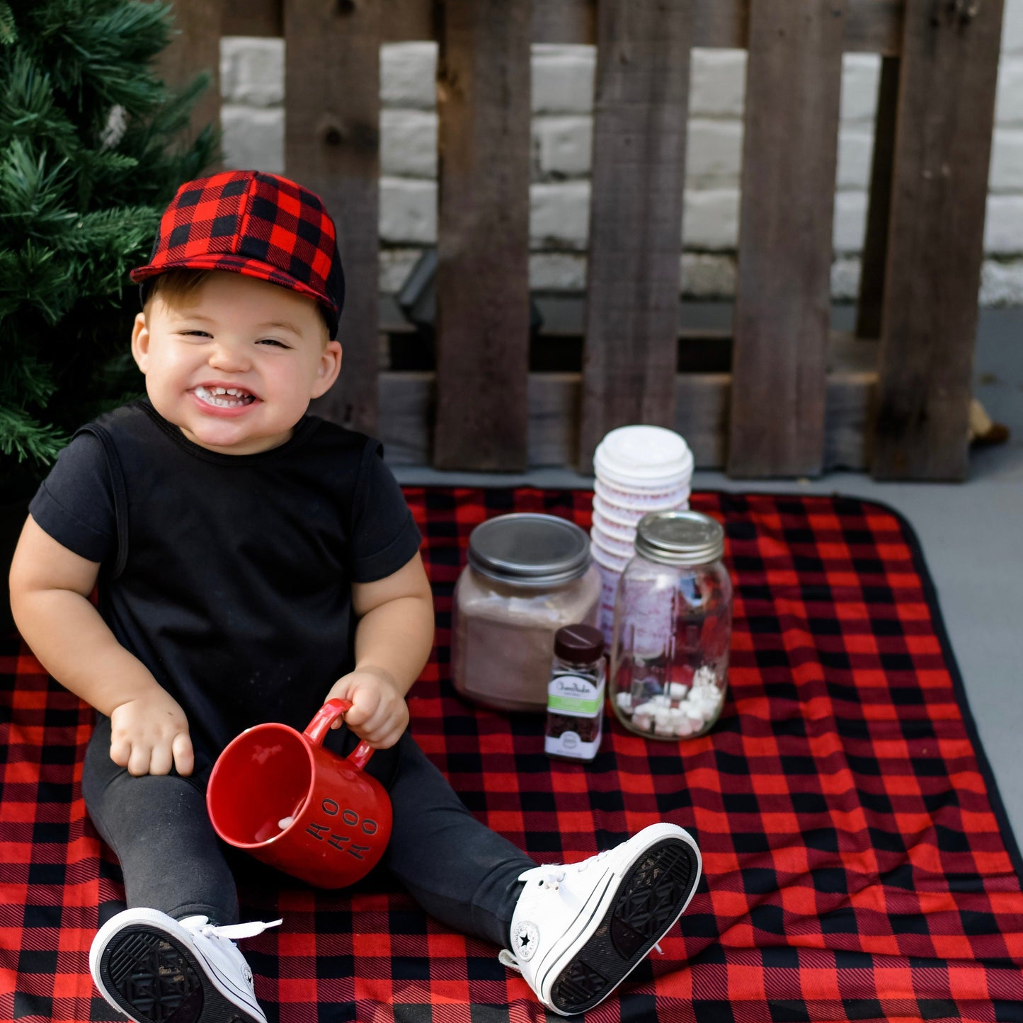 Red Buffalo Plaid Splash Mat - A Waterproof Catch-All for Highchair Spills and More! SALE