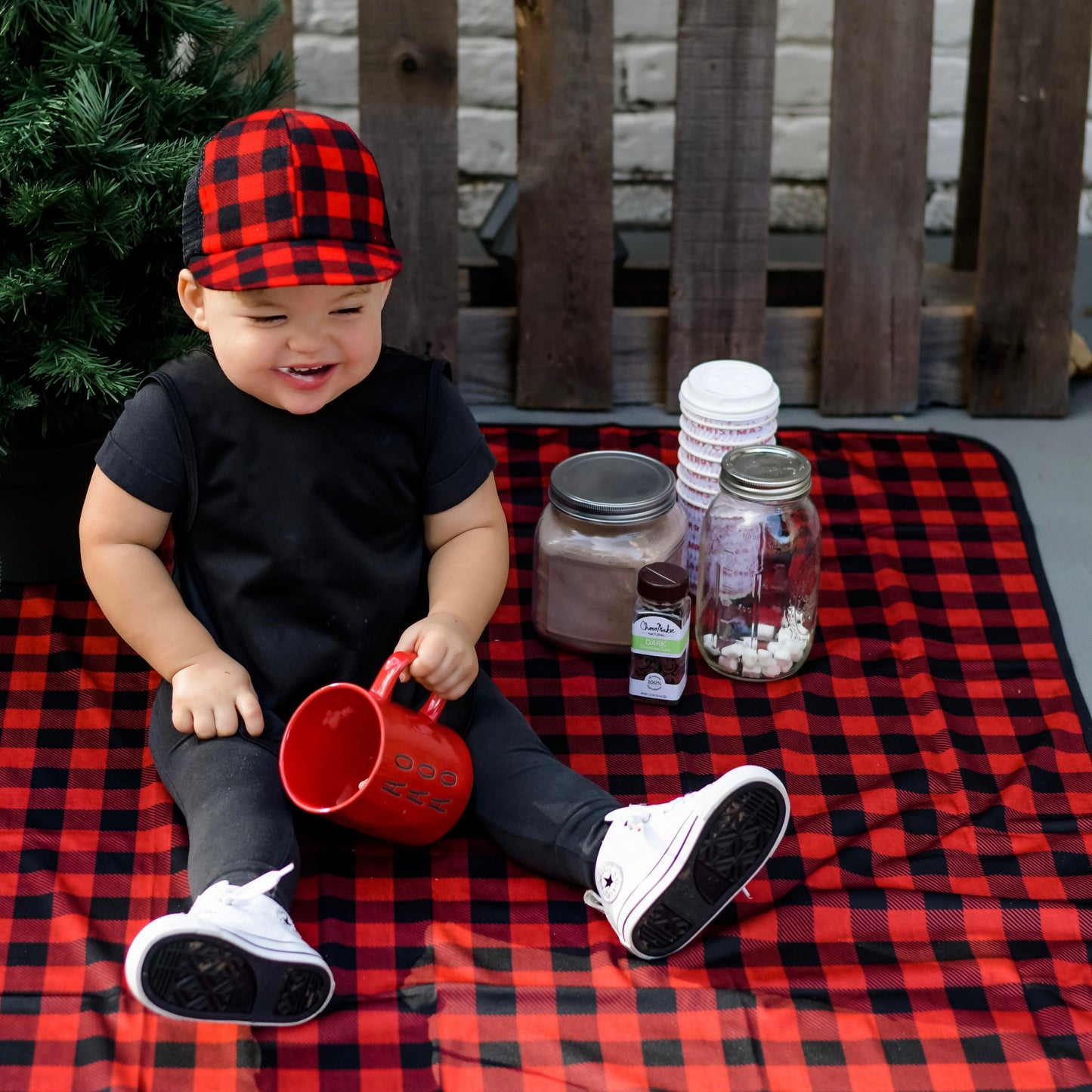 Red Buffalo Plaid Splash Mat - A Waterproof Catch-All for Highchair Spills and More! SALE