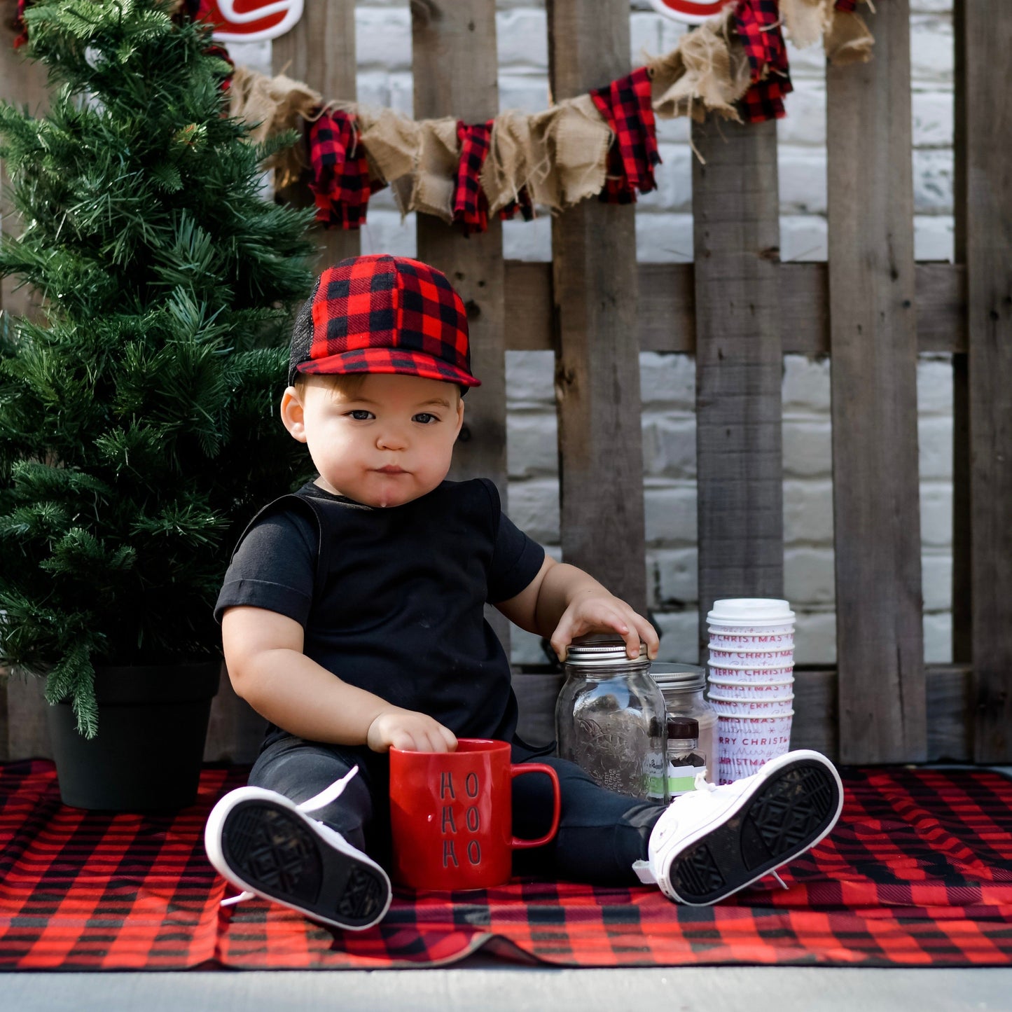 Red Buffalo Plaid Splash Mat - A Waterproof Catch-All for Highchair Spills and More! SALE