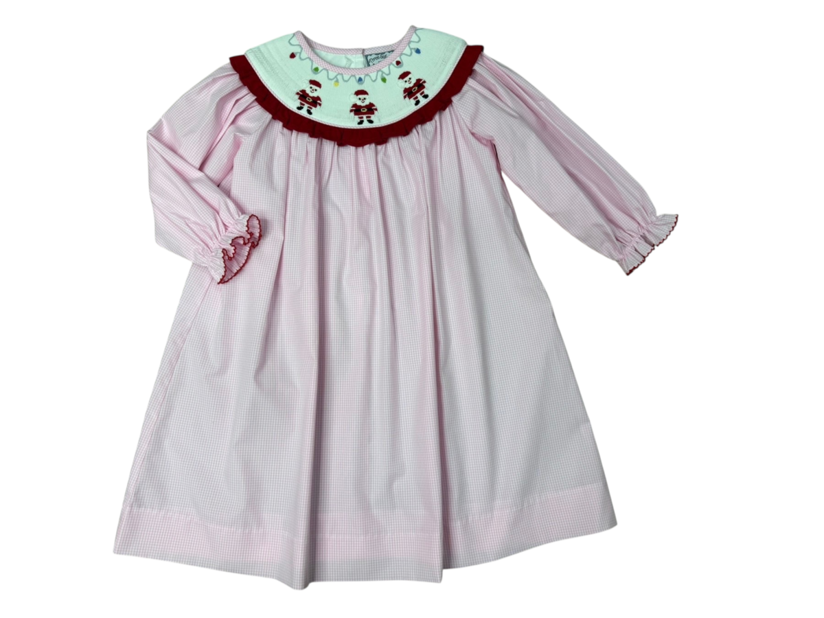 girls boutique christmas dresses Baby Smocked Santa Bishop Dress Subclass: MINI 3 Years (100cm) 56 Women's Brown Designer Dresses Color:Red/Navy