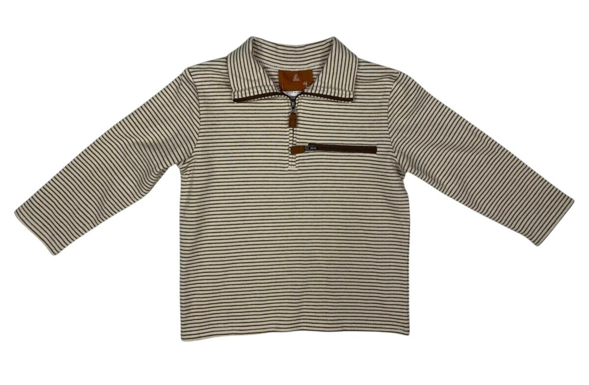 Kingston 1/4 Zip Pullover – Brown Stripe Boys Top