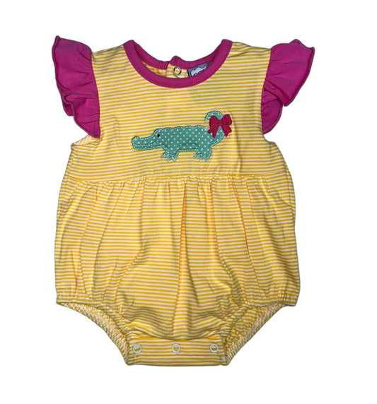 Girl Alligator Applique Bubble