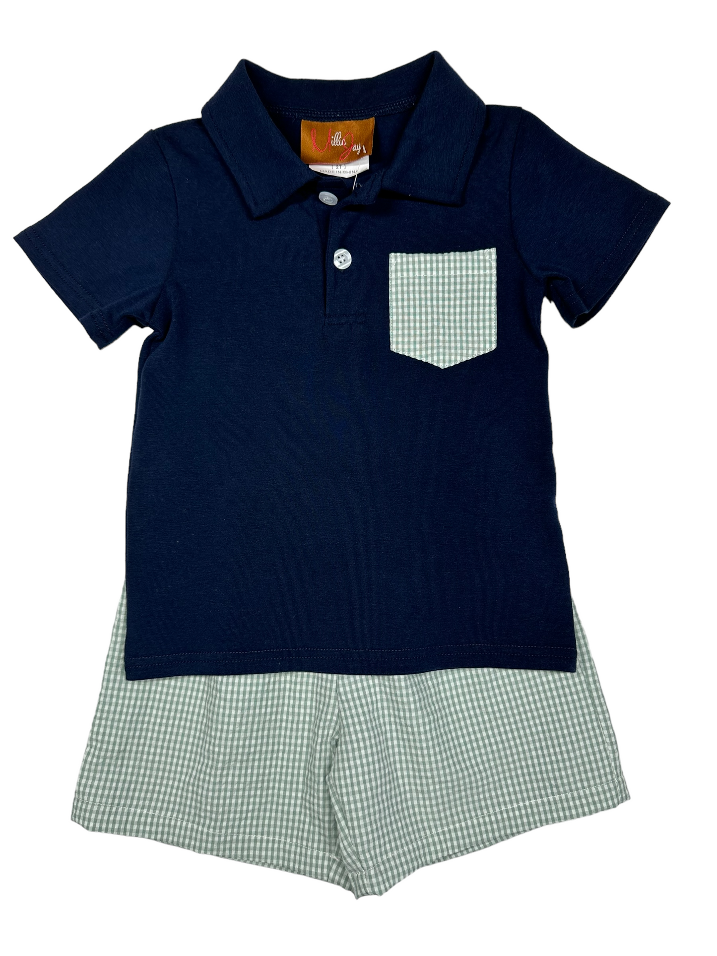 Myles Short Set–Navy & Green