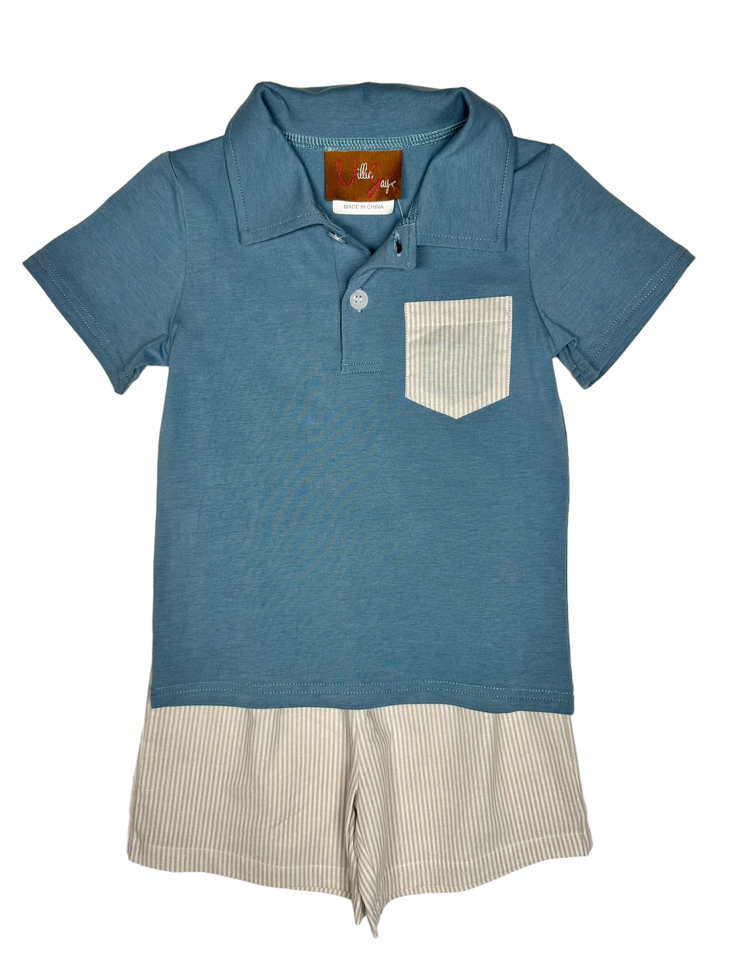 Myles Short Set–Blue & Khaki