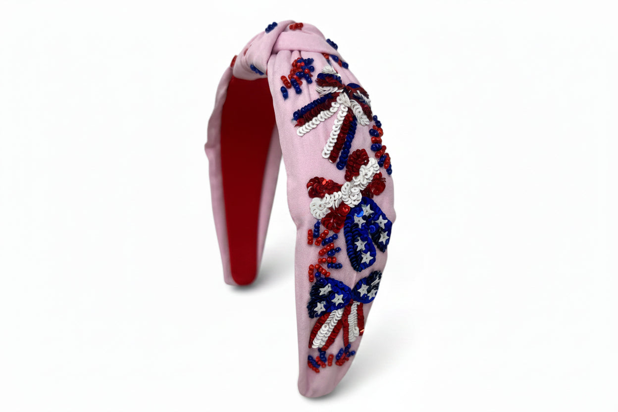 Headband Knot - 4th of July Sequin Bow