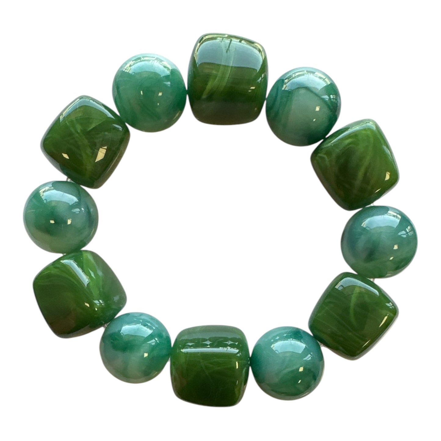 Mix Bead Stretch Bracelet - Green and Mint