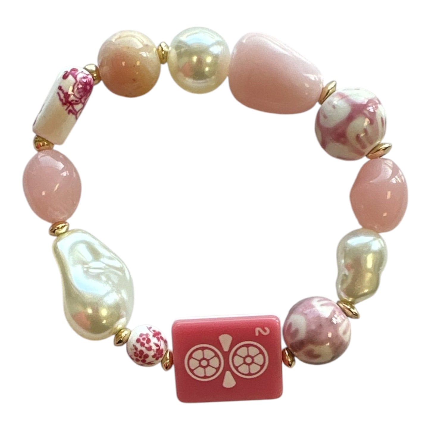 Mahjong Stretch Bracelet - Pink Dot