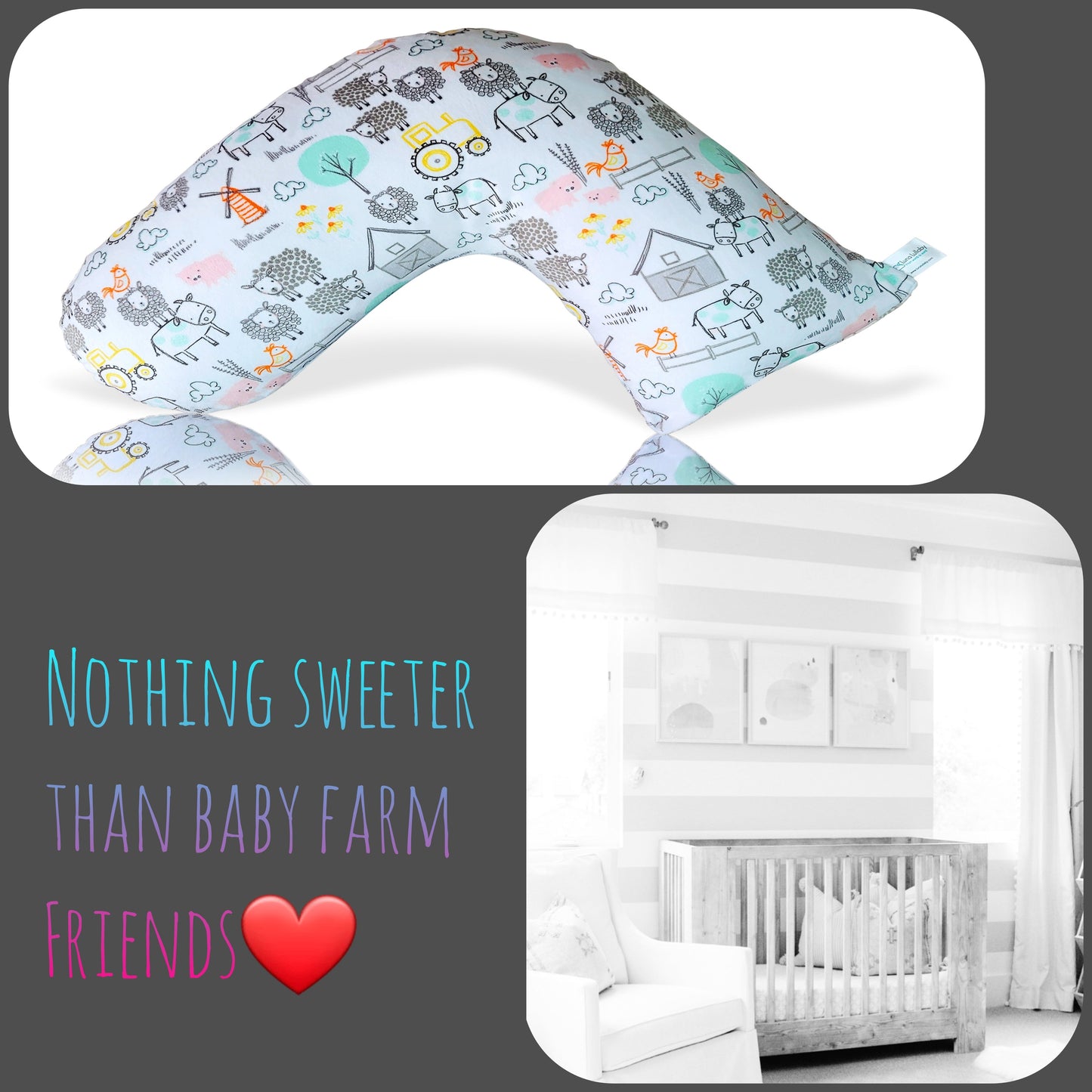 Award-Winning Nursing Pillow - Baby Farm Friends Design | Breastfeeding Support | Luna Lullaby