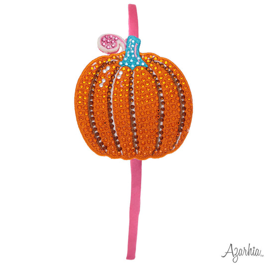 Pumpkin Rhinestone Patch Headband – Kids Boutique Fall Hair Accessory