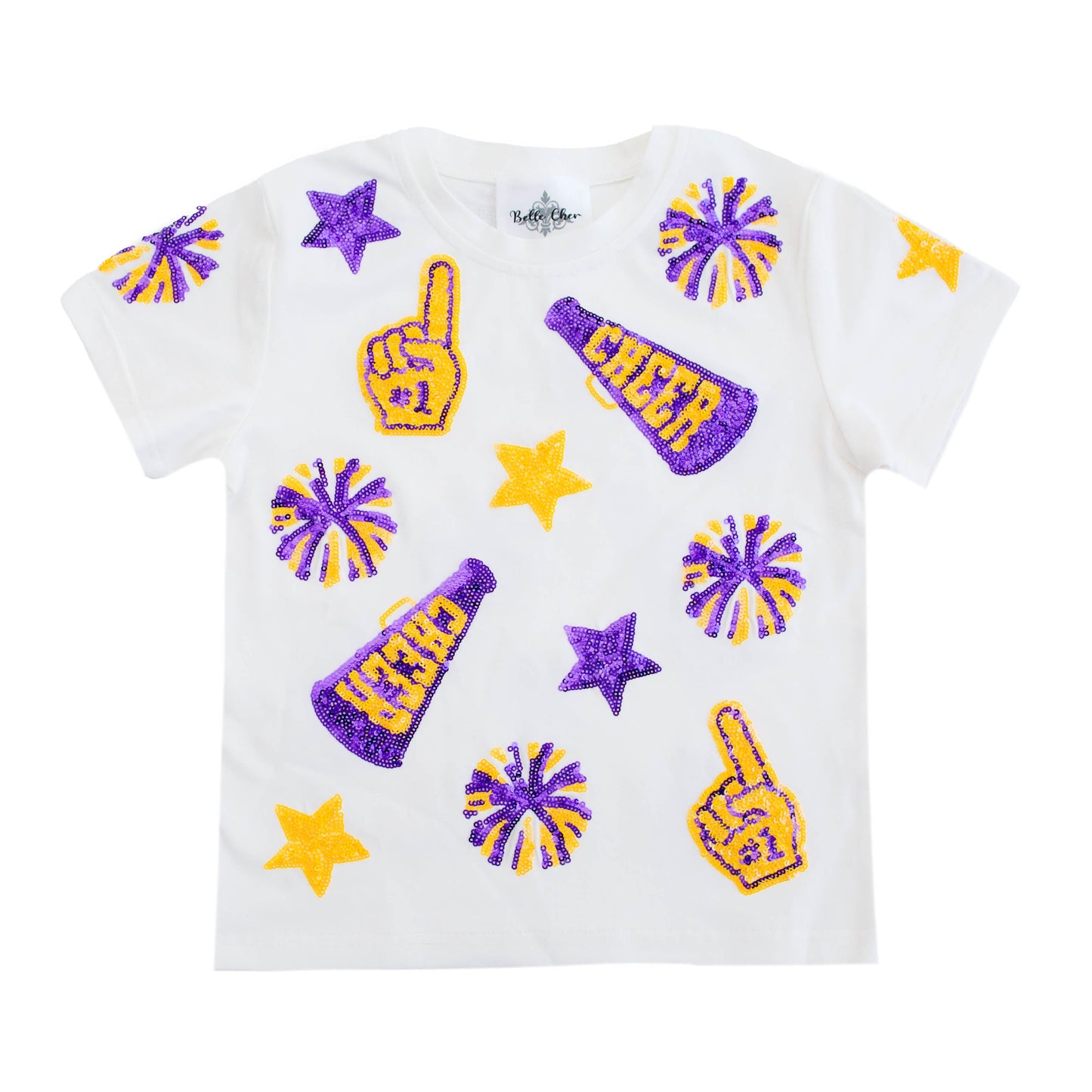 Women's Purple & Yellow Cheer Sequin Tee