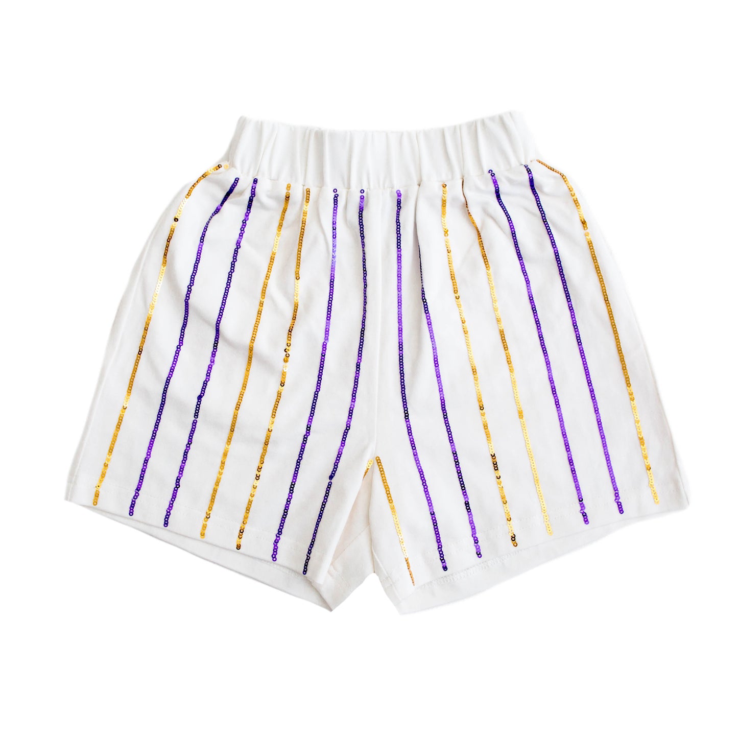Purple and Gold Sequin Striped Kid Shorts