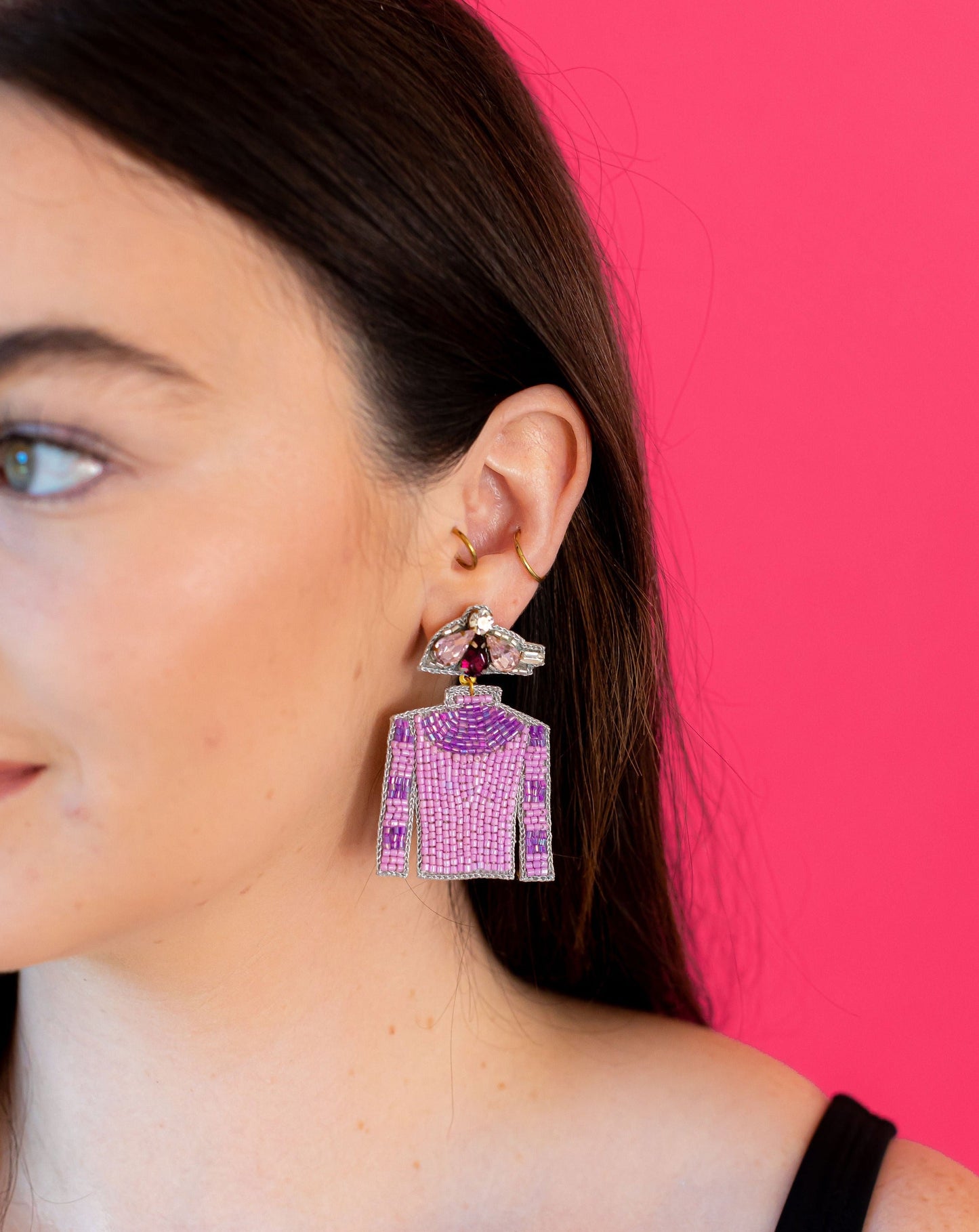 Derby Jersey Silk Earrings- Purple and Lavender