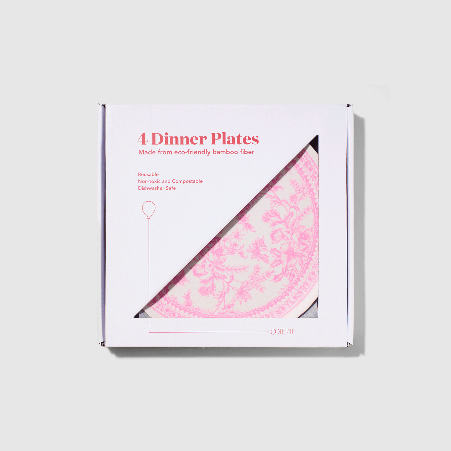 Bamboo Pink Toile Large Plates (Pack of 4)