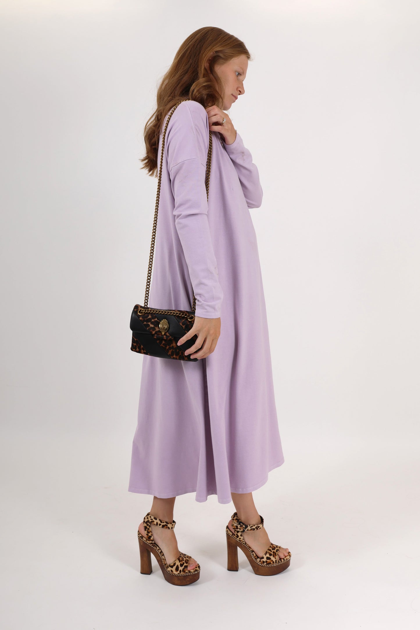 MEREDITH || COWL NECK LONG SLEEVE MATERNITY MIDI DRESS
