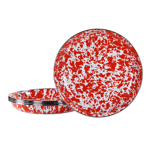 Red Swirl Pasta Plates - Set of 4