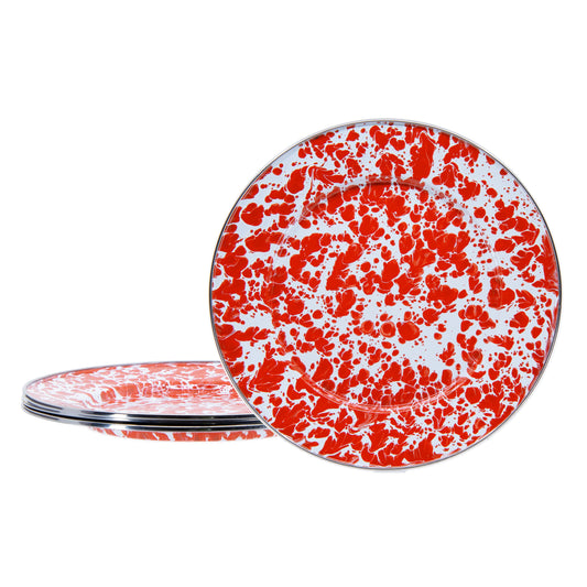 Red Swirl Dinner Plates - Set of 4