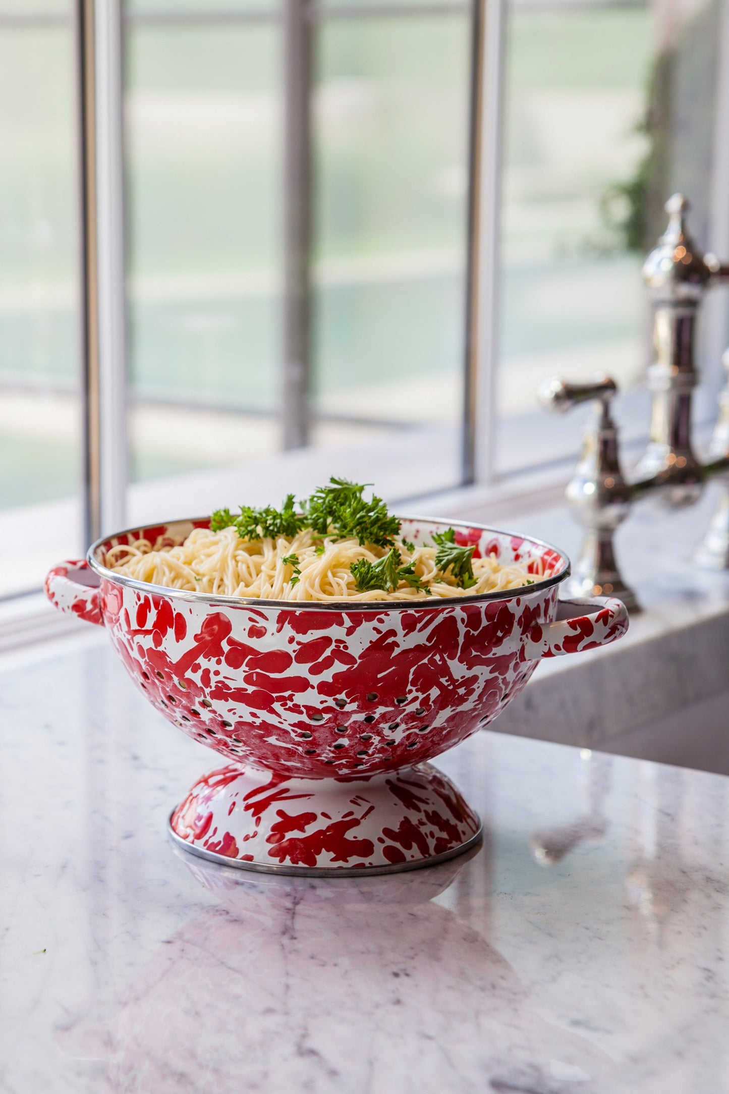 Red Swirl Medium Colander