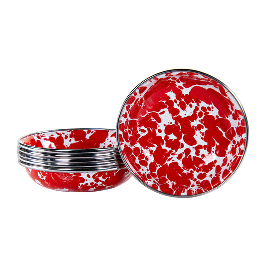 Red Swirl Tasting Dishes - Set of 6