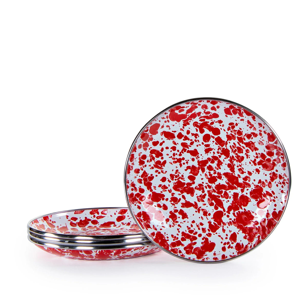 Red Swirl Appetizer Plates - Set of 4