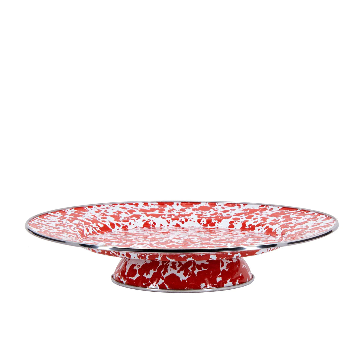 Red Swirl Cake Plate