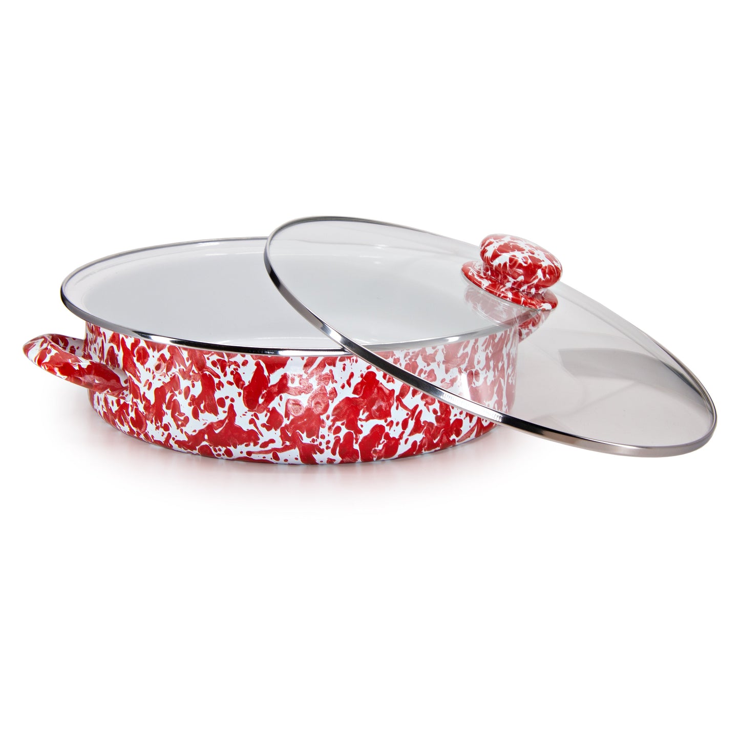Red Swirl Large Saute Pan