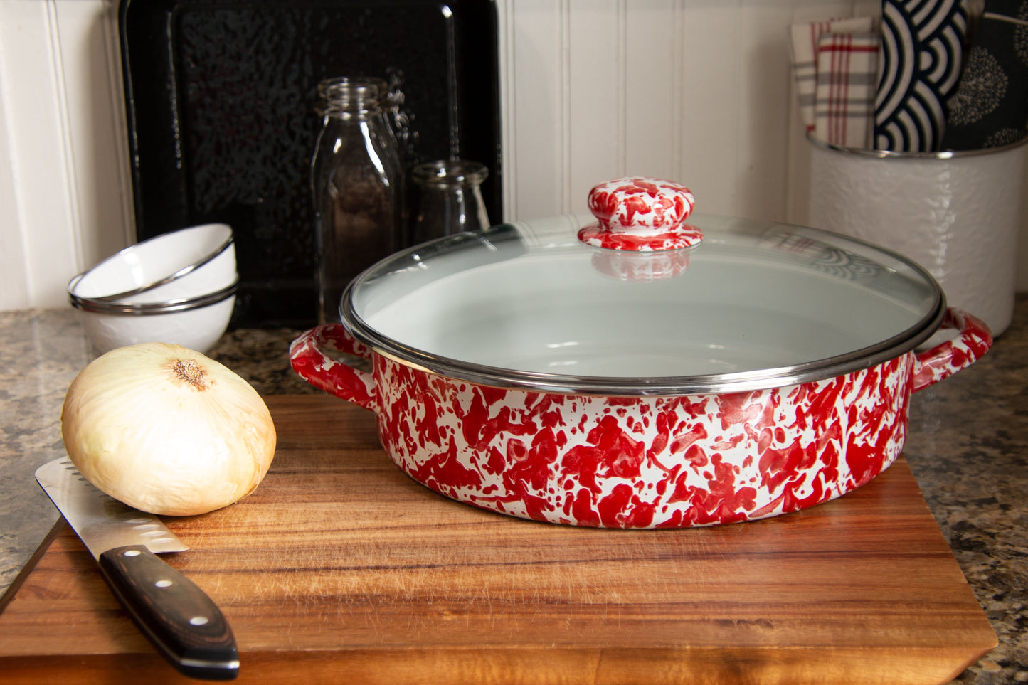 Red Swirl Large Saute Pan
