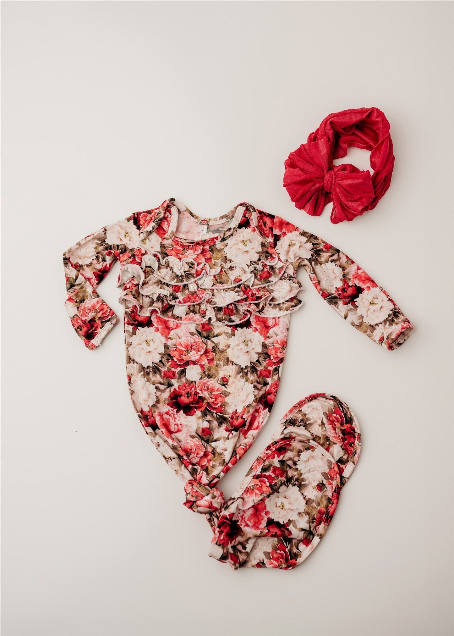 Crimson Bloom Knot Gown