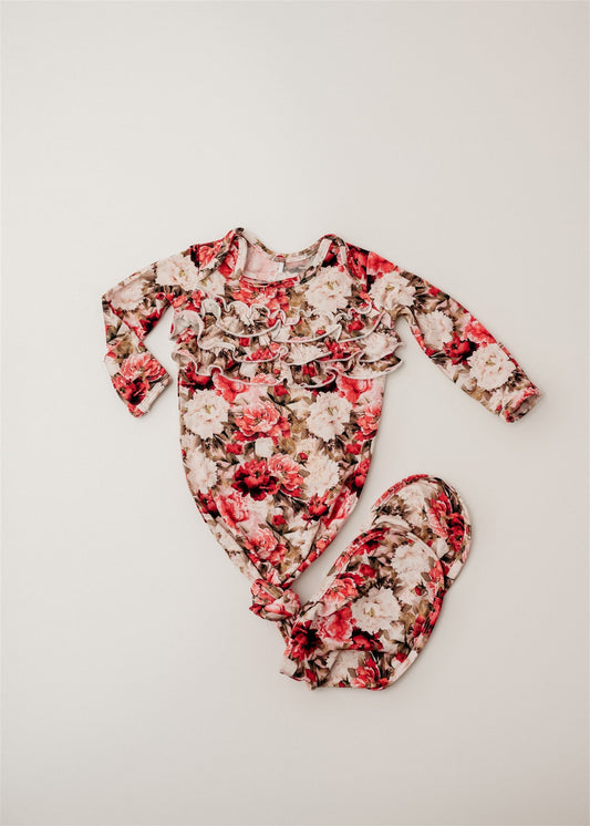 Crimson Bloom Knot Gown