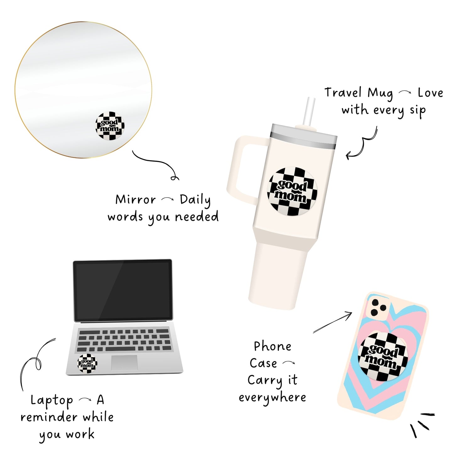 Good Mom Checkerboard | Sticker