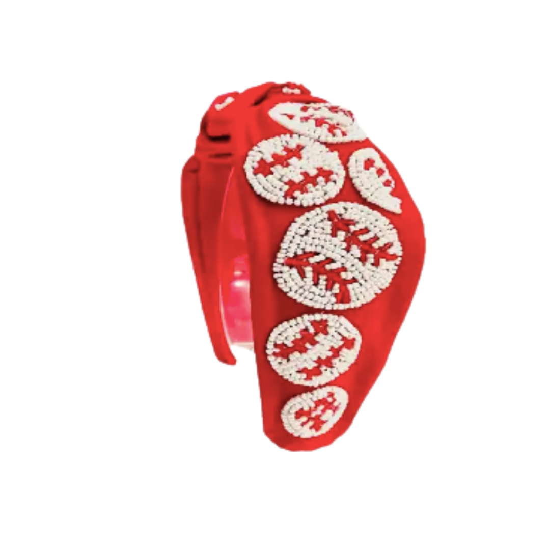 Baseball Knot Headband - Red