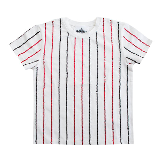 Black and Red Sequin Striped Kid Shirt