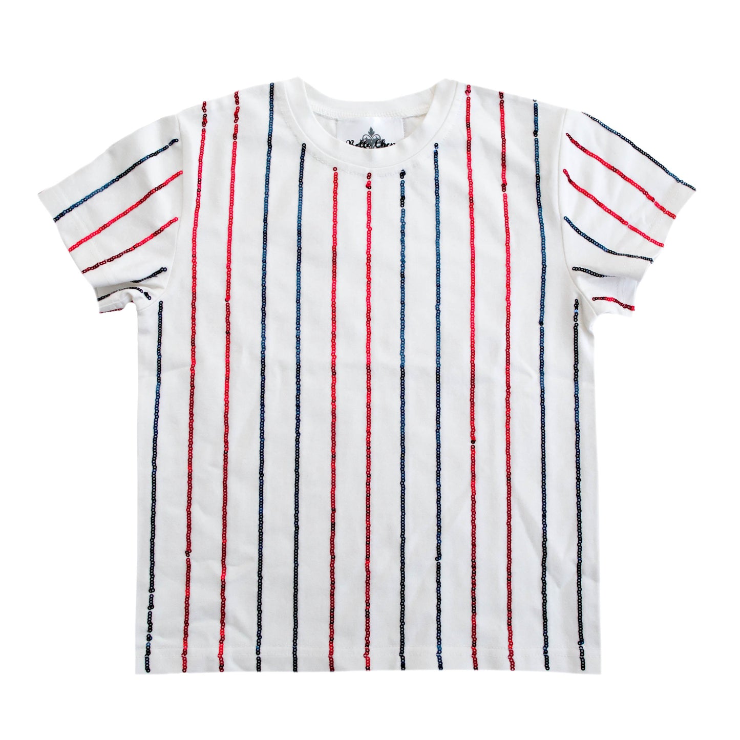 Navy and Red Sequin Striped Kid Shirt