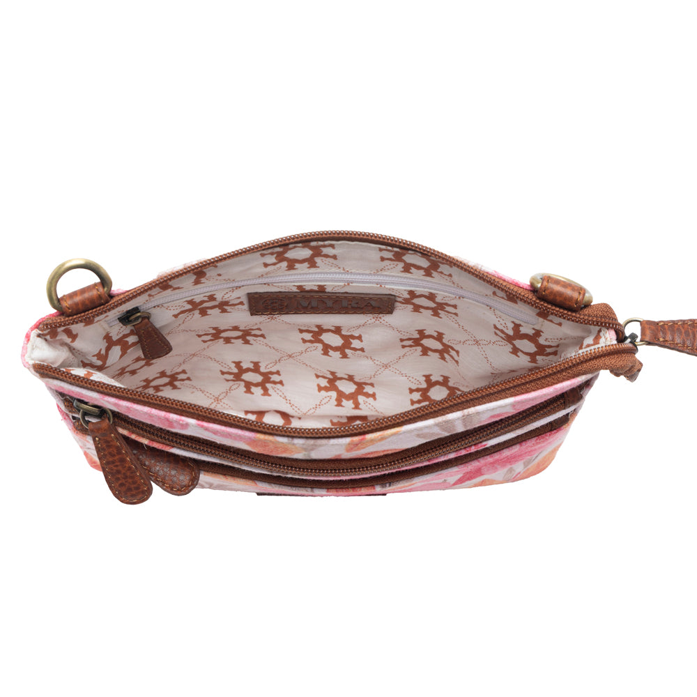 Myra Maple Ridge Cotton & Leather Crossbody Bag in Rose Petal