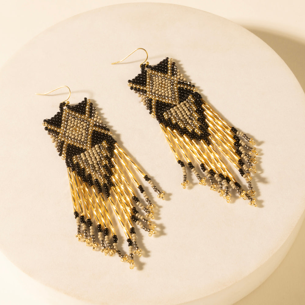 Myra Sun strung beaded earring in Champagne