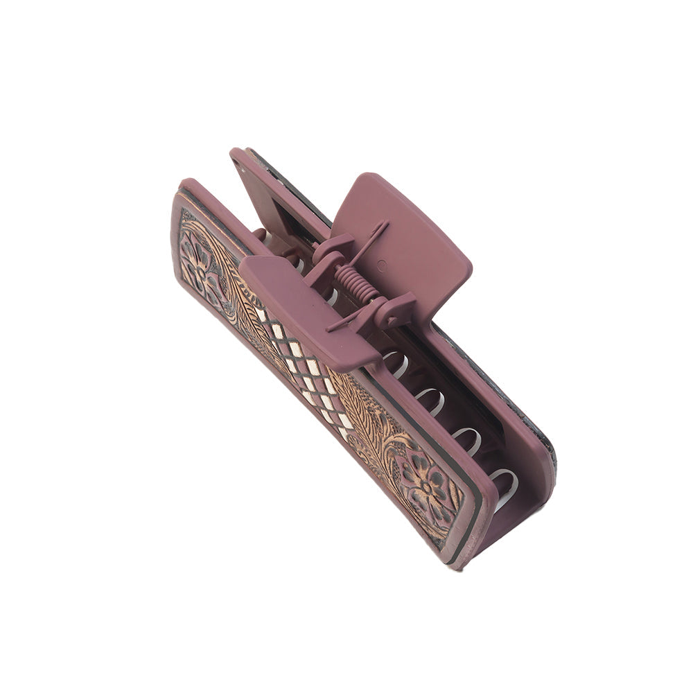 Myra Cindertrail Handtooled Hair Clip in Ebony Cream