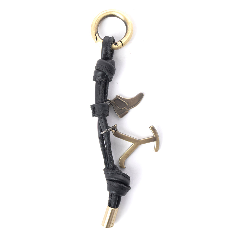 Myra Yellowstone Longhorn Leather Key Fob in Midnight Bridle