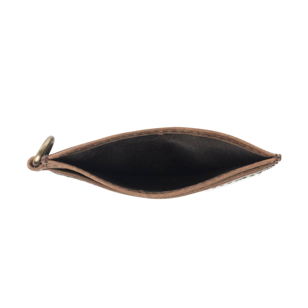 Myra Cowtown Card Holder for Women in black with hair-on detail