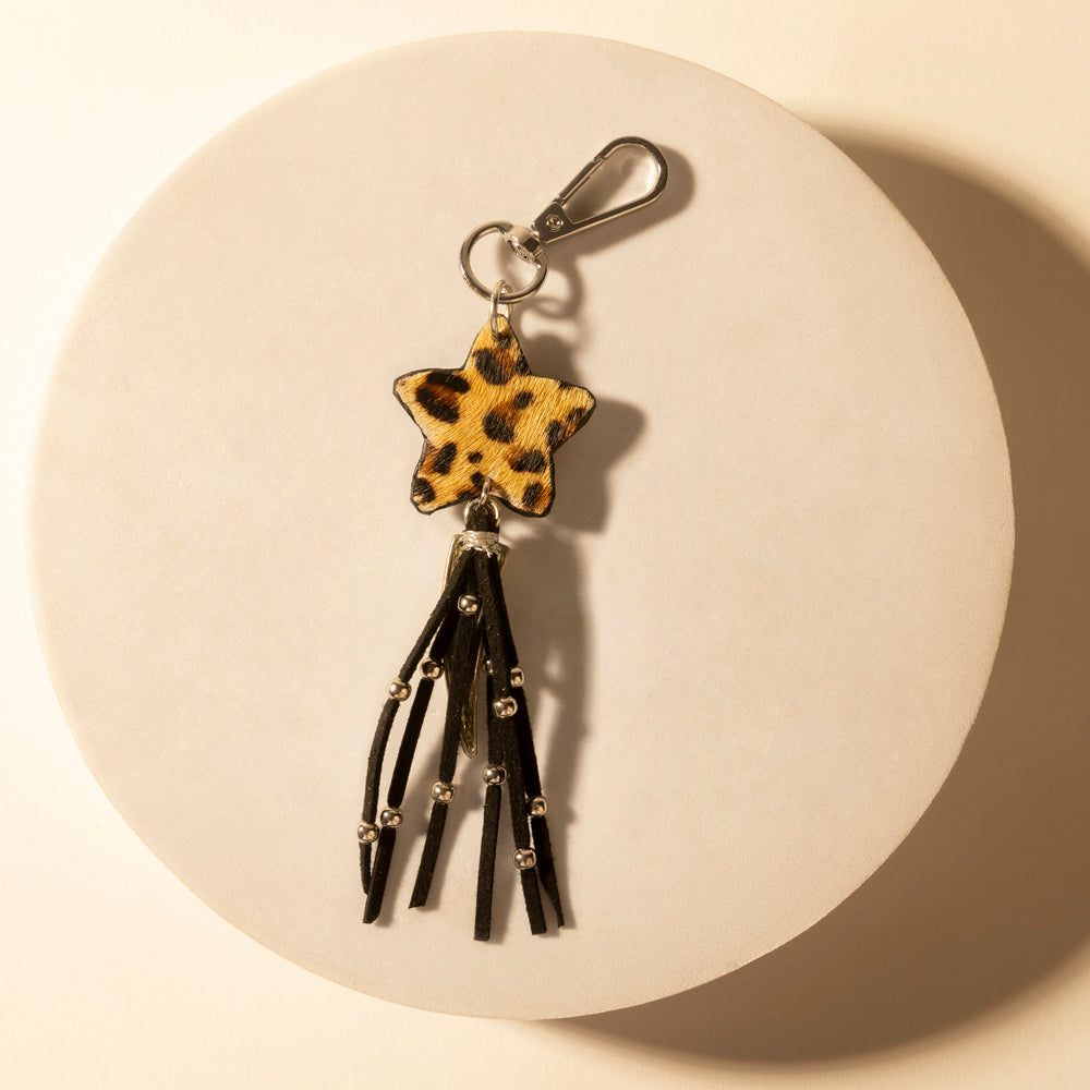 Myra Rodeostar Fringe Keychain in Desert Hide Mix