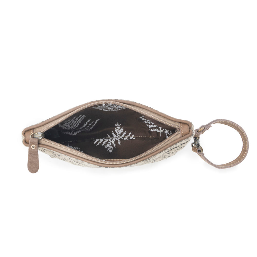 Myra Sundust Vintage Wristlet for Women in ivory with leather detail