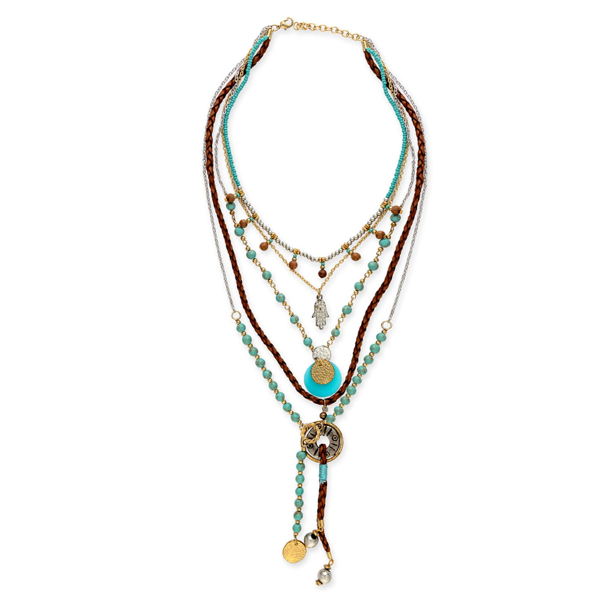 Myra Southwest Spirit Multistrand Necklace for Women with brown beadwork