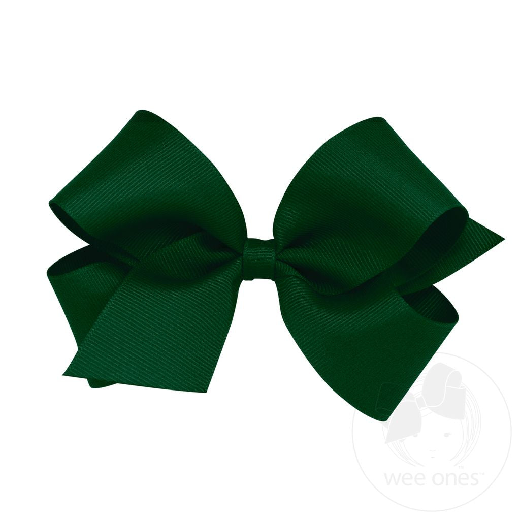 Classic Grosgrain Hair Bow (Plain Wrap) – Forest Green