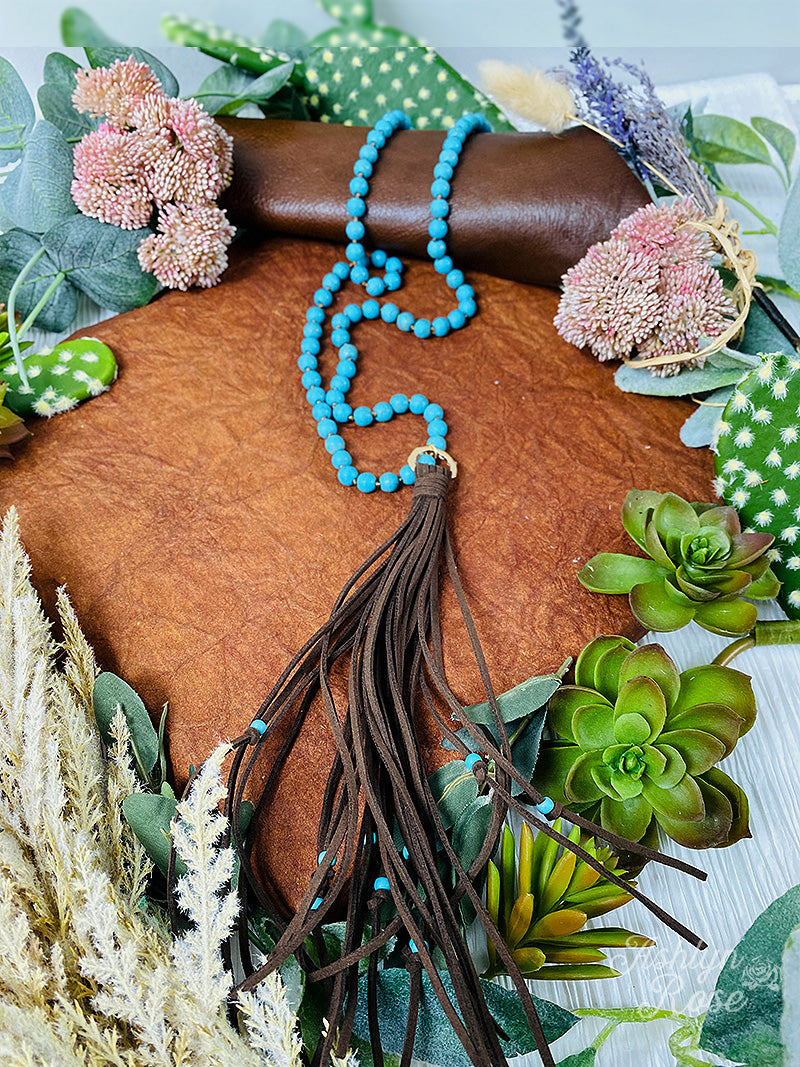 Howdy Cowboy Turquoise Beaded Necklace