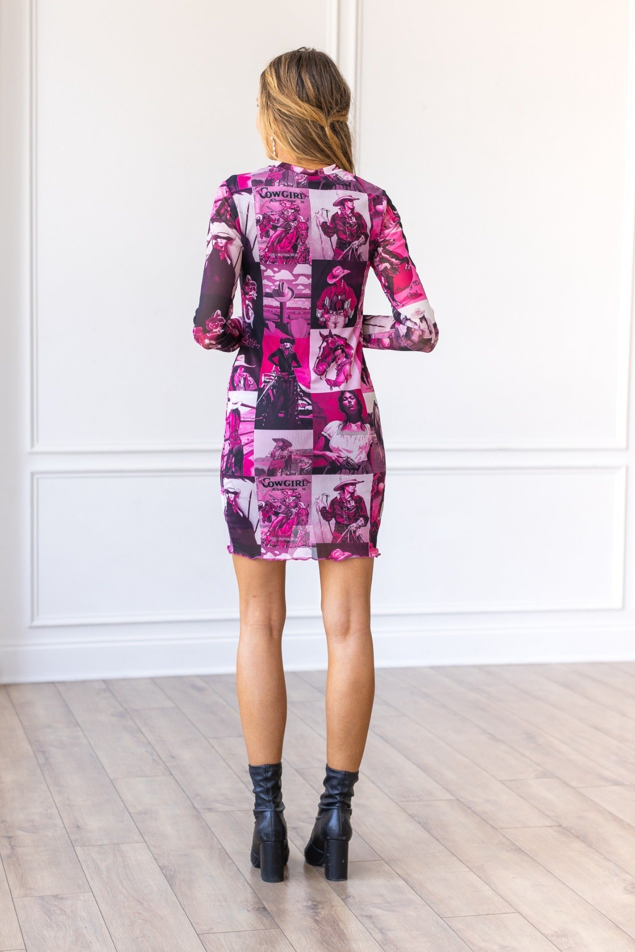 Fuchsia Western-Inspired Mesh Dress