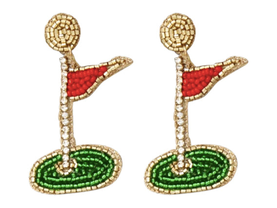 Golf Tee Earrings - Red Flag