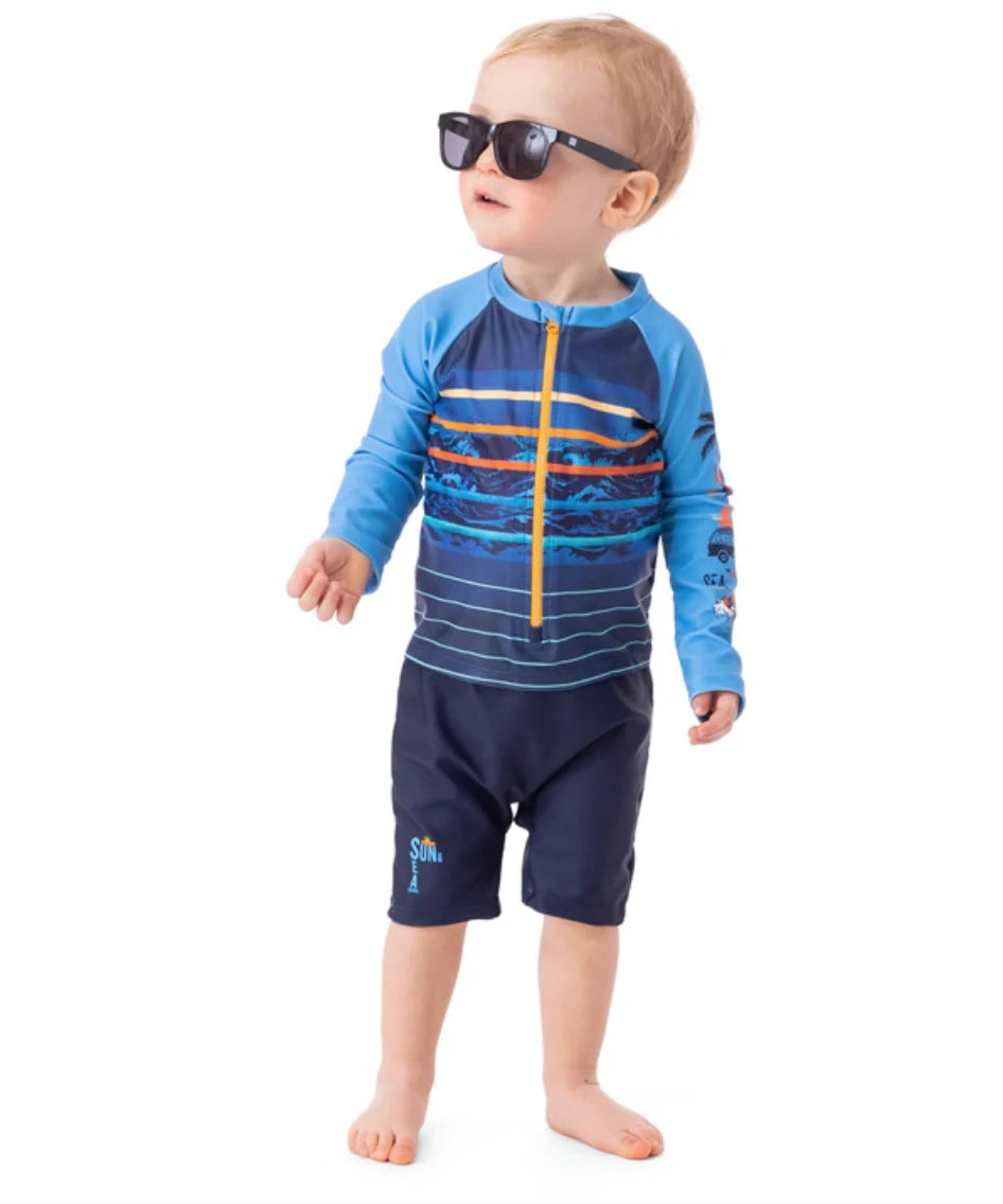 Nano Stripe One-Piece Rashguard Swimsuit